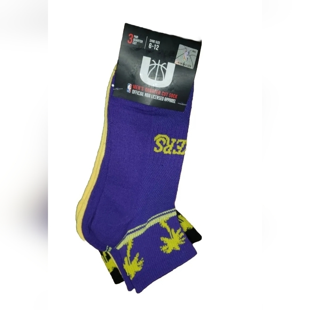 NBA Store LA Lakers Men's Crew Socks - 3 Pair  Size 6 - 12 NEW WITH TAG